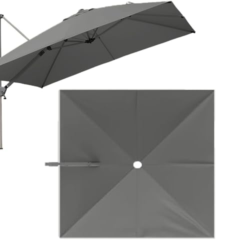 ZONSHJDKR Ersatzdach 10ft quadratischer Freiarmschirm, Ersatzstoff, 8 Rippen, Terrassenschirmdach, Garten-/Hof-/Pool-Offset-Schirme, Sonnenschutzabdeckung(Gray) von ZONSHJDKR