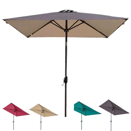 ZONSHJDKR Ersatzdach 6,5 Fuß quadratischer Terrassenschirm mit Kurbel-Neigungs-Markttischschirm, Kleiner tragbarer Strandschirm for Hofdeck-Pool-Hinterhof(Dark Brown) von ZONSHJDKR