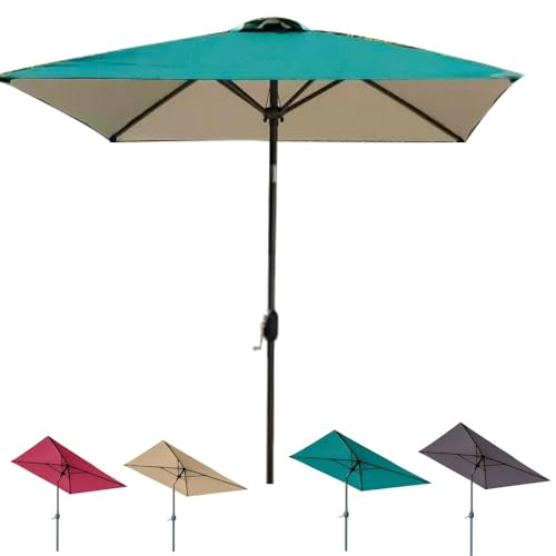 ZONSHJDKR Ersatzdach 6,5 Fuß quadratischer Terrassenschirm mit Kurbel-Neigungs-Markttischschirm, Kleiner tragbarer Strandschirm for Hofdeck-Pool-Hinterhof(Green) von ZONSHJDKR