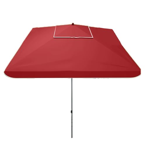 ZONSHJDKR Ersatzdach Großer quadratischer Marktschirm, 2 m, Verstellbarer Tischschirm for den Außenbereich, winddichter Sonnenschirm for Garten, Terrasse, Pool, Hof(Red) von ZONSHJDKR