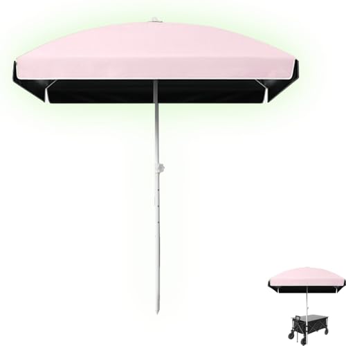 ZONSHJDKR Ersatzdach Quadratischer Terrassenschirm, tragbarer Strandschirm for Sand, Sonnenschirm for den Markttisch, robuster Poolschirm for den Außenbereich(Pink) von ZONSHJDKR