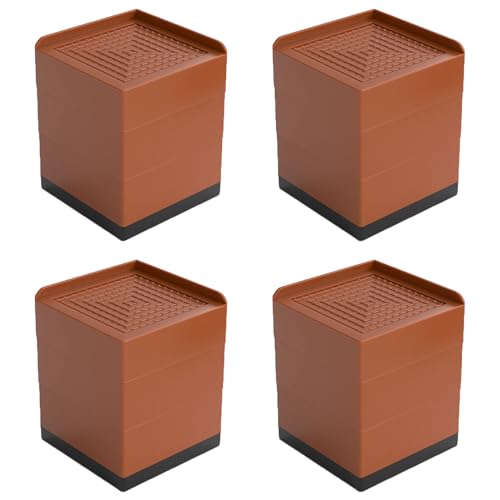 ZONSHJDKR Möbelerhöhungen Braune Betterhöhungen, quadratische Möbelerhöhungen, Sofaerhöhungen aus Kunststoff, robuste Tischerhöhungen for Couchhocker und Nachttische, 4 Stück(7.8 x 7.8 x 11cm) von ZONSHJDKR