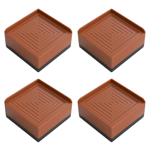 ZONSHJDKR Möbelerhöhungen Braune Betterhöhungen, quadratische Möbelerhöhungen, Sofaerhöhungen aus Kunststoff, robuste Tischerhöhungen for Couchhocker und Nachttische, 4 Stück(7.8 x 7.8 x 4cm) von ZONSHJDKR
