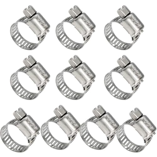 ZONSHJDKR Schlauchschellen 10-teiliges Set aus verstellbaren Schneckengetriebe-Schlauchschellen Edelstahl 304 for Rohr-Ladeluftkühler-Sanitärrohre und Kraftstoffleitungswerkzeuge(Random 10pcs) von ZONSHJDKR