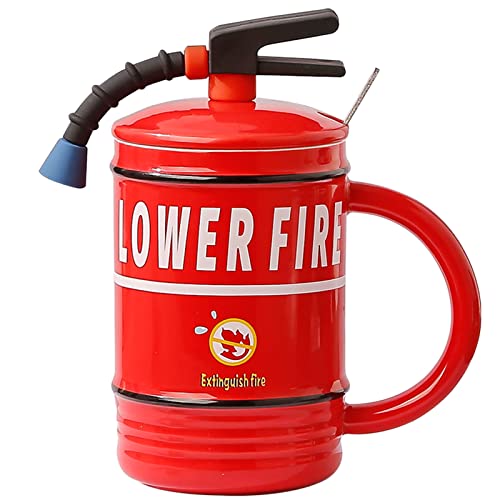 ZONSUSE Feuerlöscher Tasse Personalisiert,Becher in Form Eines Feuerlöschers,Kaffeebecher Porzellan,Lustige Geschenke für Männer Frauen Firemen Liebhaber Freunde Kollegen Kinder Geburtstage (Rot) von ZONSUSE