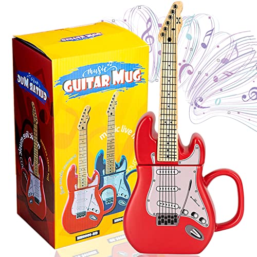 ZONSUSE Gitarren Tasse,Gitarrenbecher,Keramik Kaffeetasse Teetassen,Geschenk für Musiker, Kreativer Gitarren Griff Personifizieren Kaffeetasse Milch Becher,Für Geschenk Und Haushalts,Büro 450ml von ZONSUSE