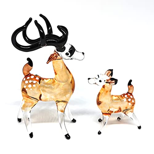 ZOOCRAFT 2 Stück Glas Hirsch Figuren Sammlerstück mundgeblasen Safari Miniaturtiere Geschenk Sammlerstücke Heimdekoration Statuen von ZOOCRAFT