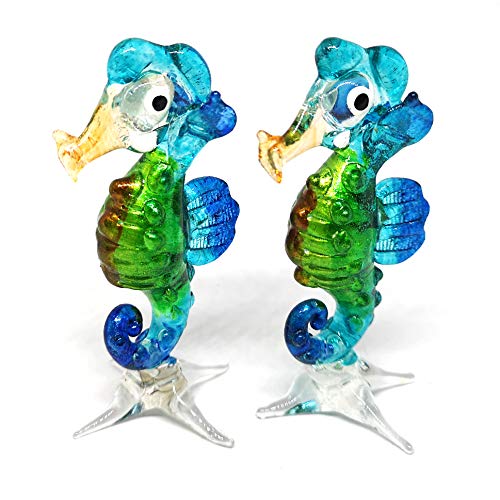 ZOOCRAFT Collectible Coastal Blown Glass Figurine Seepferdchen Aquarium Home Decor Marine Life Spirit Animal Totem Set of 2 von ZOOCRAFT