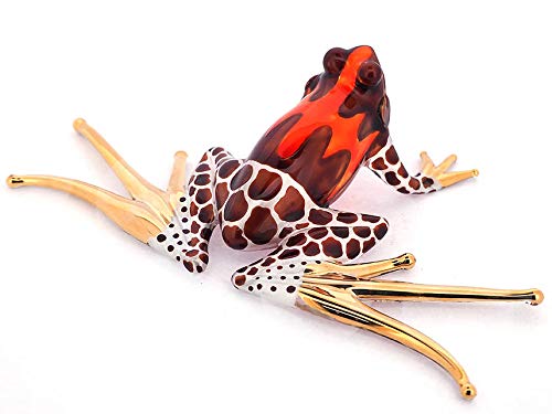 ZOOCRAFT Froschfigur aus geblasenem Glas, brauner Dartpfeil, handbemalt, Tier-Kollektion, Miniatur-Dekoration für Haus und Garten von ZOOCRAFT
