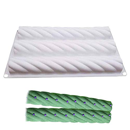 ZOOENIE 3 Hohlraum Silikon Twist Kuchen Form Weiß Hanf Mit Backformen Mousse Schokolade EIS Kuchen Formen Backen Werkzeug (Verdrehen) von ZOOENIE