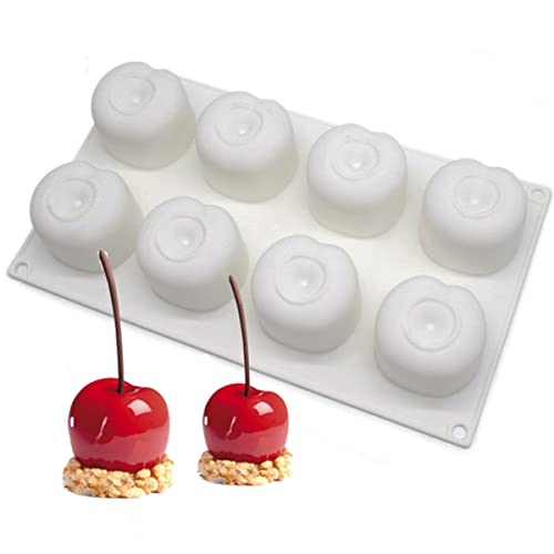 ZOOENIE 3D Silikon-Formen Geräte für die Kuchenverzierung, Mousse-Form, Backwaren, Desserts Form, Kuchenform, für das Cupcake Backen, Seife Backform, Gelee, Pudding, Schokolade (Kirsche) von ZOOENIE