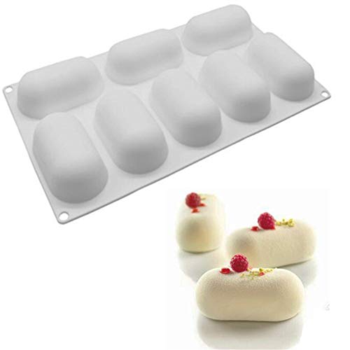 ZOOENIE 8 löcher Oval Kissen Form Silikon Kuchen Mousse Form 3D Handgemachte Cupcake Gelee Cookie Muffin Seife Maker DIY Backen Werkzeuge (Kissen) von ZOOENIE