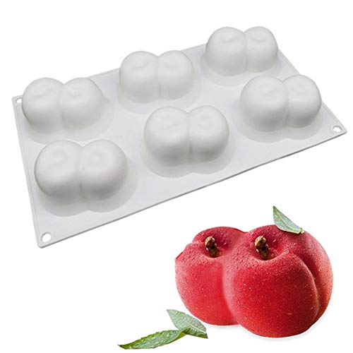 ZOOENIE Doppel Cherry Silikon-backform Zum Backen Pfirsich Gebäck Form Dessert Obst Mousse Backformen Schokolade Moule (Zwei Kirschen) von ZOOENIE