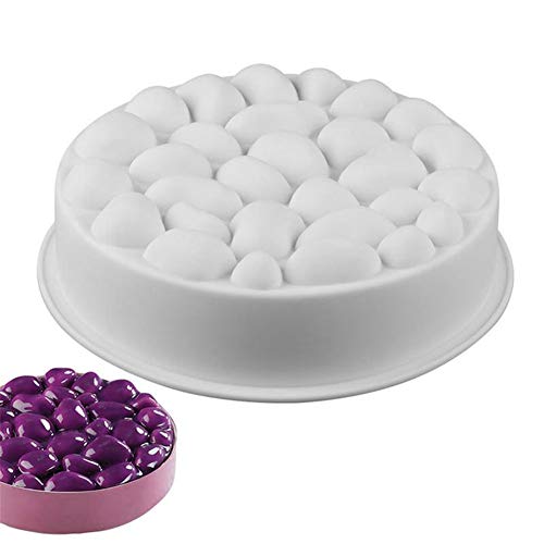 ZOOENIE Nicht-Stick DIY Backformen Silikon Kuchen Formen Kopfstein 6 Zoll Runde Silikon Form Blasen Stein Kuchen Werkzeuge Backen Zubehör (Kieselsteine) von ZOOENIE