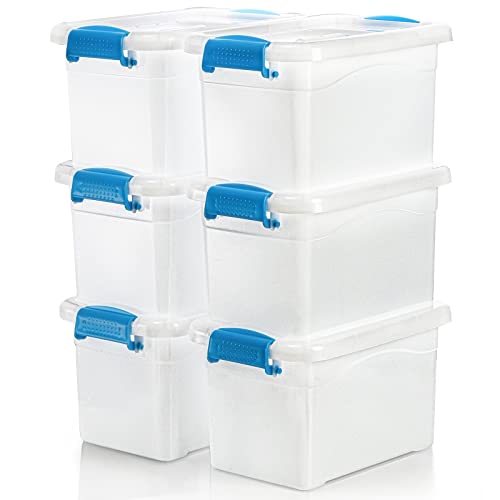 ZOOFOX 6 Stück Kunststoff Aufbewahrungsbox, 6L Kunststoff Aufbewahrungsbox mit Deckel stapelbare Verriegelungsboxen zum Organisieren von ZOOFOX