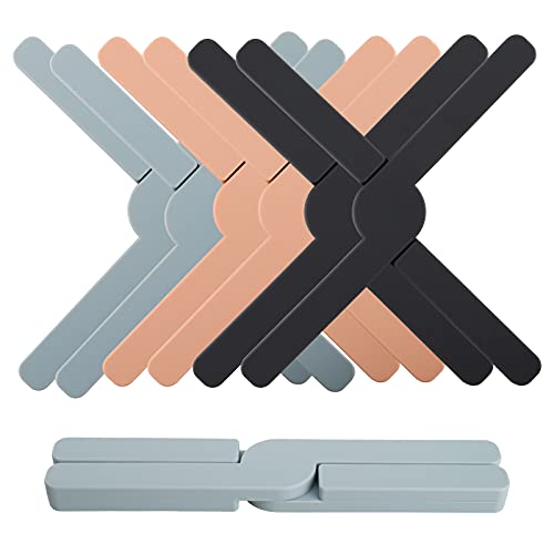 ZOOFOX 6 Stück Silikon Topfuntersetzerhalter, hitzebeständiges faltbares Pad für heiße Speisen, Faltbare Silikonuntersetzer für den Haushalt (dunkelgrau, orange und blau) von ZOOFOX