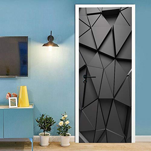 ZOOINB 3D Türaufkleber 86X200Cm Türtapete Selbstklebend Türposter - Schwarze Geometrische Kunst Türaufkleber Kunst Bild PVC Fototapete Türfolie Poster Tapete Aufkleber DIY Wandbild wasserdichte von ZOOINB