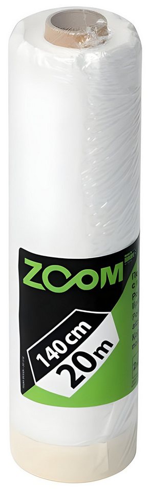 ZOOM Abdeckfolie, (Abdeckfolie mit Klebeband 1 Rolle Maler selbstklebend Folie 20m - unterschiedliche Größen Malerband Abklebeband Abklebefolie Klebefolie transparent (140cm) von ZOOM