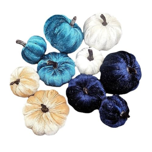 ZOOMPIL 10pcs Samt Plastik Mini Kürbis, Samt Kürbisse, Halloween Künstliche Kürbisse Dekoration, Künstliche Kürbisse, für Halloween Dekoration Herbsternte Thanksgiving Party Dekor von ZOOMPIL