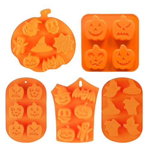 ZOOMPIL 5 Stück Halloween Silikon Kuchenform, Silikonform Halloween Backen, Hexe Totenkopf Silikonformen, Herbst Silikon Backformen Halloween Kekse Tortendeko ZOOMPIL 5 Stück Halloween Silikon Kuchenform, Silikonform Halloween Backen, Hexe Totenkopf Silikonformen, Herbst Silikon Backformen Halloween Kekse Tortendeko von ZOOMPIL