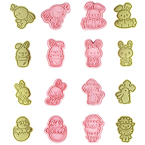 ZOOMPIL Ausstechformen Ostern, Oster Ausstecher Set, 3D-Kunststoff-Stempel-Set, 8 Stück Ausstechförmchen Ostern für DIY-Backen von ZOOMPIL
