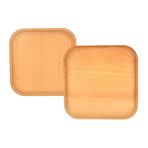 ZOOMPIL 2pcs Bambus Tablett Quadratisch, Bambus Tablett Klein, Holz Quadratisch, Mini Holz zum Servieren von Speisen, Frühstück Tee, Kaffee, Snacks von ZOOMPIL
