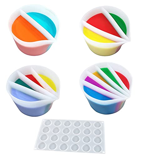 ZOOMPIL Geteilter Becher für Farbgießen Silikon, Geteilte Tasse Flüssigkeit Kunst, Reusable Malen Silicone Split Cups, Pouring Becher Fächer for Resin Art Drawing DIY Paint Resin, 5pcs von ZOOMPIL