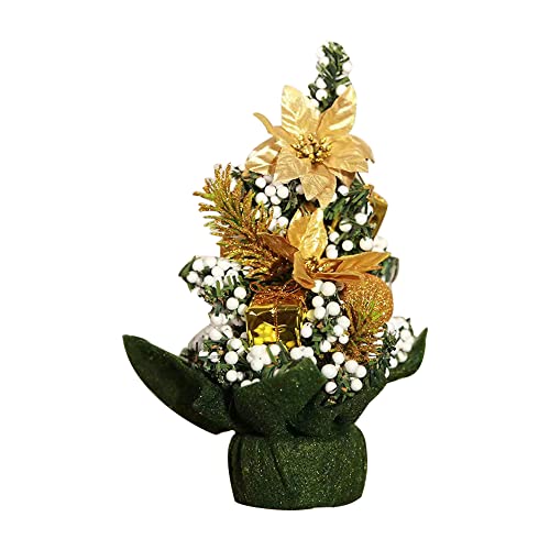 ZOOMPIL Künstlicher Mini-Weihnachtsbaum, 20cm Mini Christbaum Set mit bunten Weihnachtskugeln, Mini Weihnachts Baum,Blume-Baumspitze Dekorationen für Weihnachten Party (Gold) von ZOOMPIL