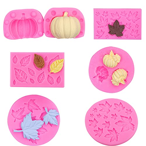 ZOOMPIL Mini Kürbis Silikonform, 3D Kürbis Silikonform, Blätter Silikonform, Ahornblatt Schokoladenformen Mini Kürbis, für Kinder Geburtstagstorte Dekoration Süßigkeiten (6 Stück) von ZOOMPIL