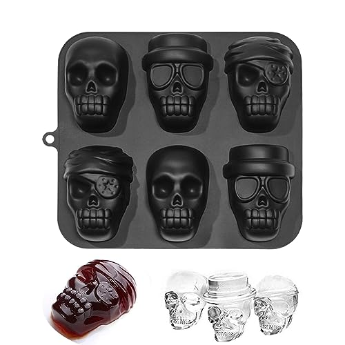 ZOOMPIL Totenkopf Silikonform, 3D Skull Eiswürfelformen, Halloween Totenkopf Silikonform, für Eiswürfelformen für Whisky, Cocktails, Getränke von ZOOMPIL