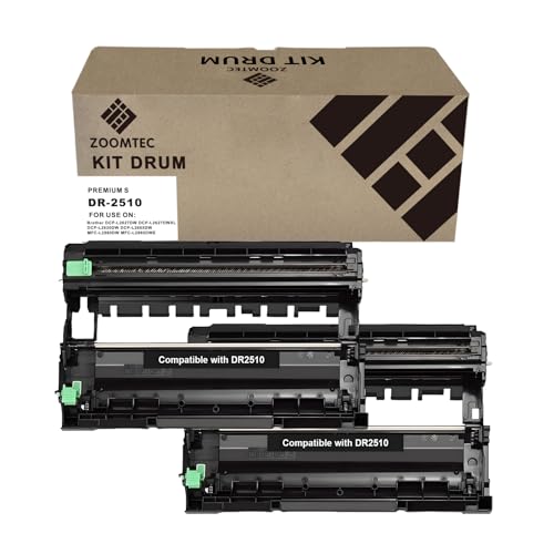 ZOOMTEC Kompatibel mit DR-2510 DR 2510 DR2510 Trommel, kompatibel mit Brother DCP-L2627DW HL-L2400DWE DCP-L2627DWXL DCP-L2620DW MFC-L2860DW DCP-L2665DW DCP-L2660DW MFC-L2860 (2 x Schwarz) von ZOOMTEC