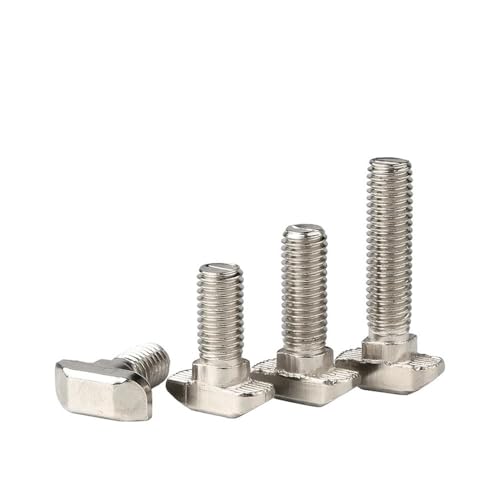 Bolzen, Metallschrauben 20 Stück / Los Stahl vernickelt M5 M6 M8 T Hammerkopf Bolzen Aluminium Verbinderschraube für EU20/30/40/45 Profile (20mm x 10 Stück, EU45-M8)(Eu30 m6,25mm x10pcs) von ZOOPH