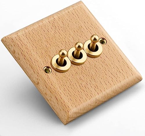 Flachbildschirm-Kippschalter, 86 Wandtyp Home Light Luxus-Kippschalter Einfacher Wandschalter Massivholz Verdeckter Hebel(3 Gang) von ZOOPH