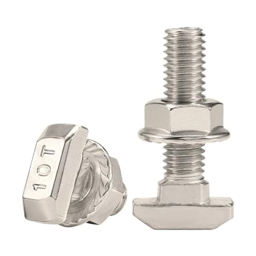 Metallschrauben 5 Stück M5 M6 M8 T-Bolzenschraube und Sechskantflanschmuttern vernickelt für 20/30/40/45 Serie Europäisches Standard T-Schlitz Aluminiumprofil (Farbe : 30-M6x20mm)(30M6x12mm) von ZOOPH