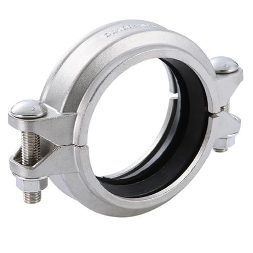 Verstellbare Rohrschelle, 1 Stück 1-1/2" 2" 2-1/2" 3" 4" 304 Edelstahlschelle mit Silikondichtung, Klemmhülsenverbindung, Nutklemmrohrverschraubung (DN100 108 mm)(DN50 60mm) von ZOOPH