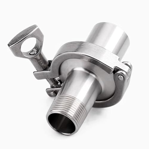 Verstellbare Rohrschelle, Tri-Clamp-Set, DN8 10 15 20 25 32 40 DN50 304 Edelstahl Sanitär-Innen-/Außengewinde-Ferrule-Rohrverschraubung Homebrew, 1 STÜCK (Größe: DN40 Clamp 64)(DN10 clamp 50.5) von ZOOPH