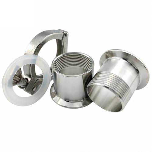 Verstellbare Rohrschelle, Tri-Clamp-Set, DN8 10 15 20 25 32 40 DN50 304 Edelstahl Sanitär-Innen-/Außengewinde-Ferrule-Rohrverschraubung Homebrew, 1 STÜCK (Größe: DN40 Clamp 64)(DN32 clamp 50.5) von ZOOPH