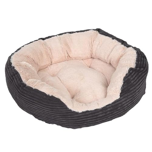 ZOOPLUS Kuschelbett Cozy Cord | Breitcord-Optik | mit hohem Rand & abgesenktem Einstieg | bei 30°C waschbar | dunkelgrau (L - L 81 x B 63 x H 18 cm) von ZOOPLUS