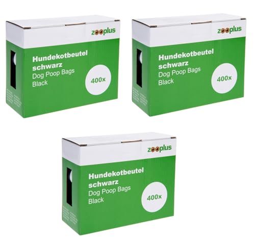 zooplus Hundekotbeutel | Beutelgröße: 30 x 22 cm | Passend zu gängigen Kotbeutel-Spendern | ohne Duft | unparfümiert |schwarz | Kotbeutel | Gassigehen | Hunde Hygiene | 1200 Beutel von ZOOPLUS