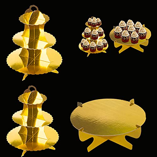 ZOOYOO 3 Stück Tortenständer Gold,Cupcake-Ständer aus Karton von ZOOYOO