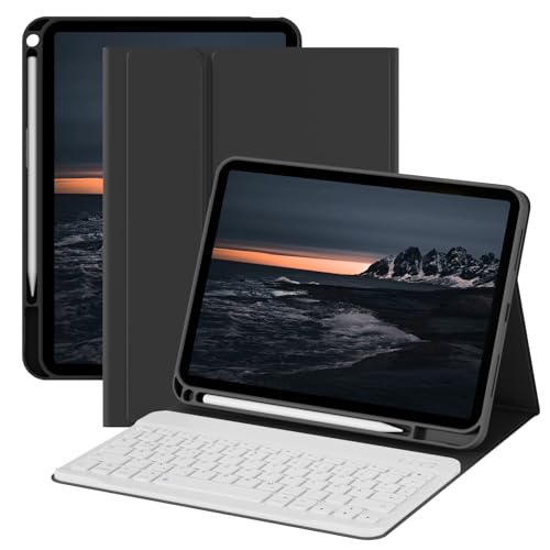 ZOPSGYU Hülle mit Tastatur für iPad A16 11 Generation 2025/10 Generation 2022(11/10.9 Zoll), Bluetooth QWERTZ Keyboard Schutzhülle mit Pencil Halter, Auto Schlafen/Wecken, Schwarz von ZOPSGYU
