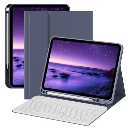 ZOPSGYU Hülle mit Tastatur für iPad A16 11 Generation 2025/10 Generation 2022(11/10.9 Zoll), Bluetooth QWERTZ Keyboard Schutzhülle mit Pencil Halter, Auto Schlafen/Wecken, Violett von ZOPSGYU