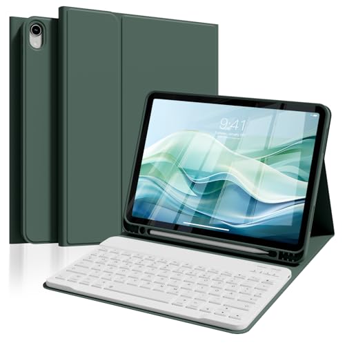 ZOPSGYU Tastatur Hülle für iPad Air 11 Zoll M3/M2 (2025/2024), iPad Air 5 4 (2022/2020) 10,9 Zoll mit Stifthalter, Magnetische Bluetooth-Tastatur, QWERTZ-Layout, Auto Schlafen/Wecken, Nachtgrün von ZOPSGYU