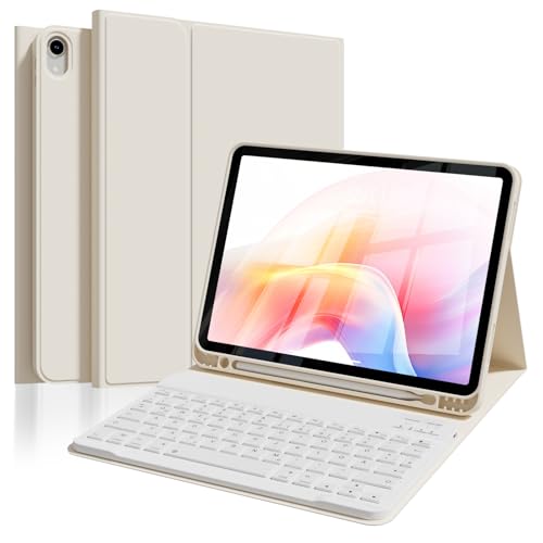 ZOPSGYU Tastatur Hülle für iPad Air 11 Zoll M3/M2 (2025/2024), iPad Air 5 4 (2022/2020) 10,9 Zoll mit Stifthalter, Magnetische Bluetooth-Tastatur, QWERTZ-Layout, Auto Schlafen/Wecken, Weiß von ZOPSGYU