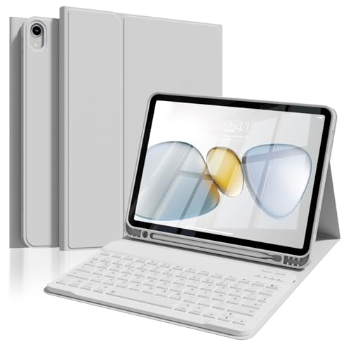ZOPSGYU Tastatur Hülle für iPad Air 11 Zoll M3/M2 (2025/2024), iPad Air 5 4 (2022/2020) 10,9 Zoll mit Stifthalter, Magnetische Bluetooth-Tastatur, QWERTZ-Layout, Auto Schlafen/Wecken, Grau von ZOPSGYU