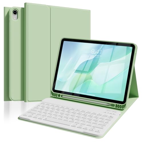 ZOPSGYU Tastatur Hülle für iPad Air 11 Zoll M3/M2 (2025/2024), iPad Air 5 4 (2022/2020) 10,9 Zoll mit Stifthalter, Magnetische Bluetooth-Tastatur, QWERTZ-Layout, Auto Schlafen/Wecken, Matcha Grün von ZOPSGYU