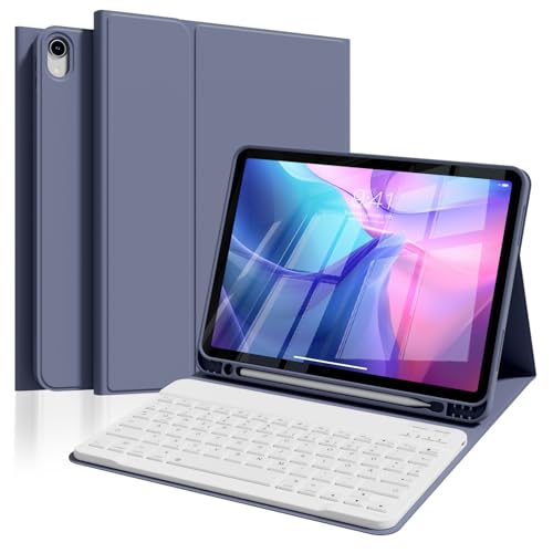 ZOPSGYU Tastatur Hülle für iPad Air 11 Zoll M3/M2 (2025/2024), iPad Air 5 4 (2022/2020) 10,9 Zoll mit Stifthalter, Magnetische Bluetooth-Tastatur, QWERTZ-Layout, Auto Schlafen/Wecken, Violett von ZOPSGYU