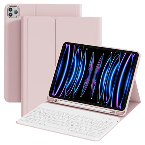 ZOPSGYU Tastaturhülle für iPad Pro 27,9 cm (11 Zoll), 4. / 3. / 2. Generation (2022, 2021, 2020) mit Stifthalter, abnehmbarer Bluetooth-Tastatur, leicht und tragbar, TPU-Hülle für iPad Pro 11 Zoll von ZOPSGYU