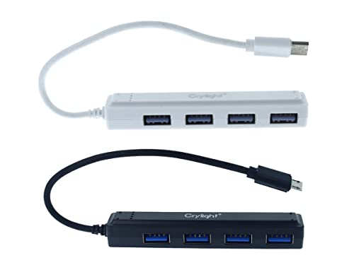 2 Stück USB-Hub, Mehrfachsteckdose, 4 USB 2.0-Ports, Micro-USB auf 4 USB, USB Typ C auf 4 USB von ZOREI