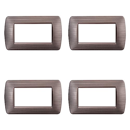 4 Stück Moderne Kunststoffplatten aus satiniertem Kunststoff, kompatibel mit Bticino Living Light (4 Module/Sitzer, satinierte Bronze) von ZOREI